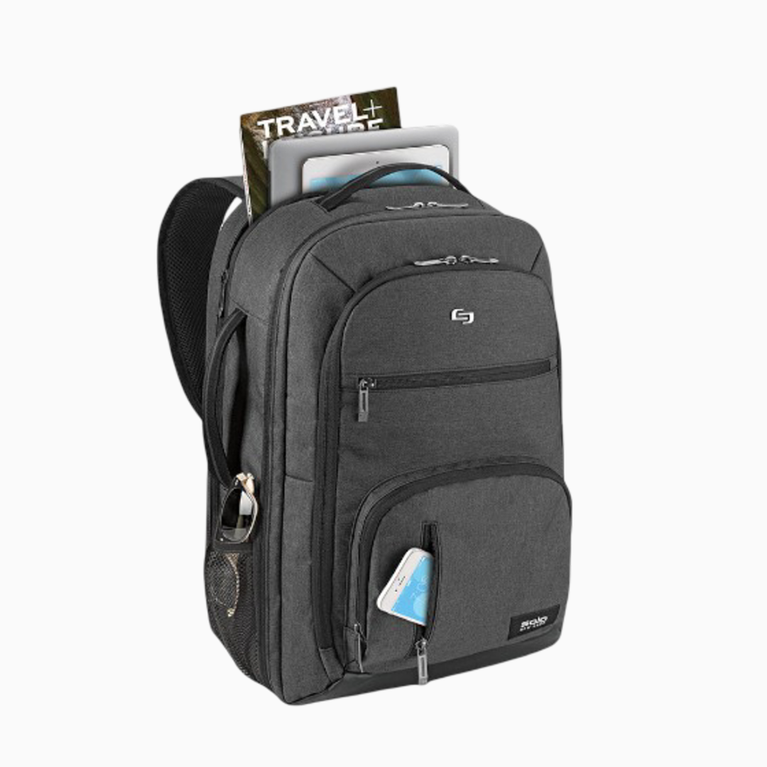Solo Grand Travel Backpack 17.3", Grey, One Size, Grand Travel Tsa Backpack